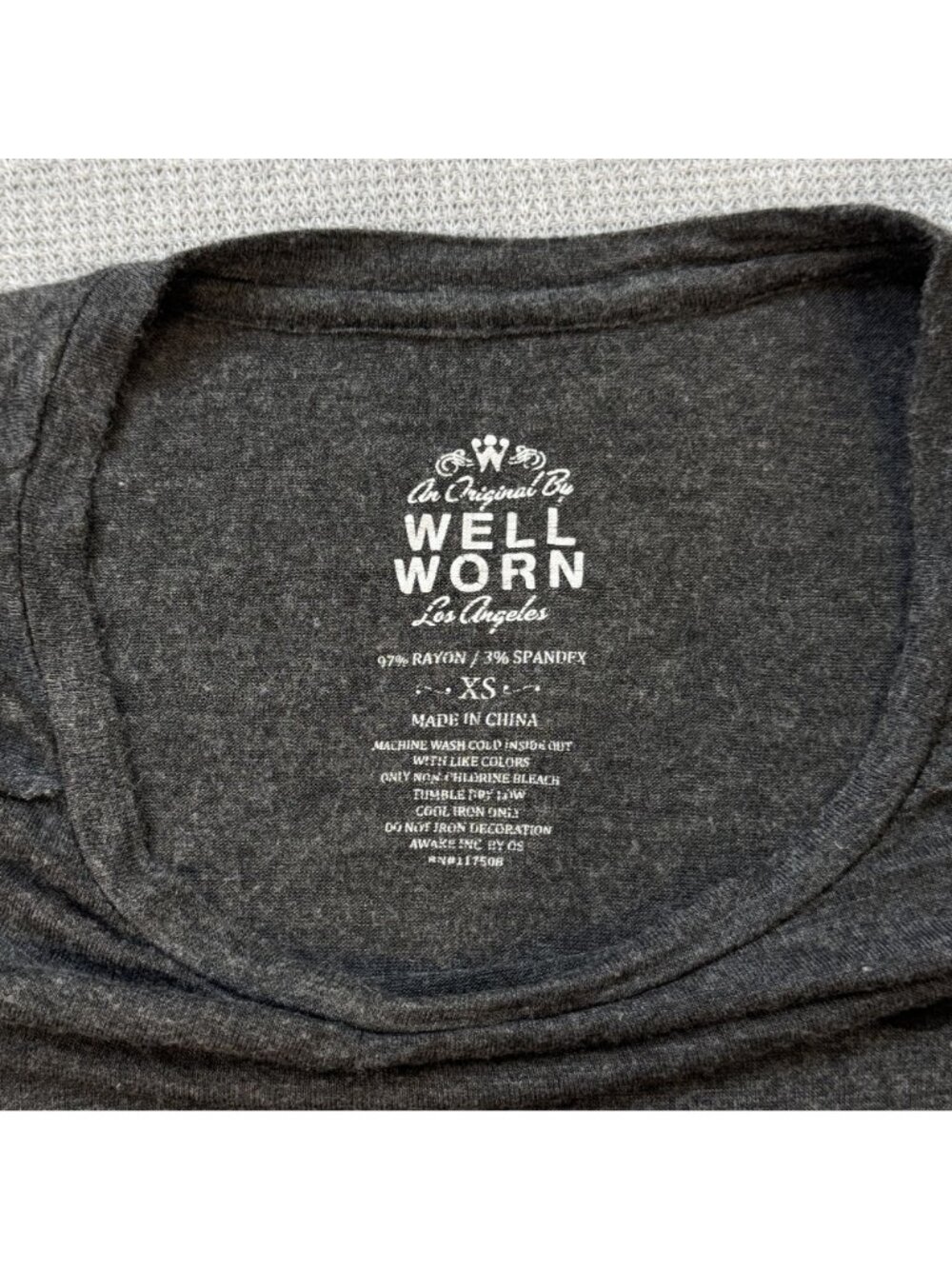 Mornings + Mimosas Graphic Long Sleeve Top Sz XS Dark Gray Relaxed by Well Worn - Picture 7 of 11